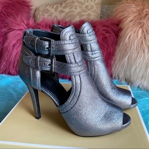 Michael Kors Metallic Open-Toe Bootie